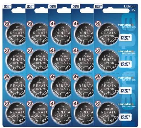 Renata CR2477N Lot de 20 piles bouton au lithium 3 V 2477