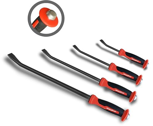 HimaPro – Jeu de pieds-de-biche coudés renforcés, 4 pièces, avec capuchons de frappe et protection de la main, acier industriel, pour levage et traction