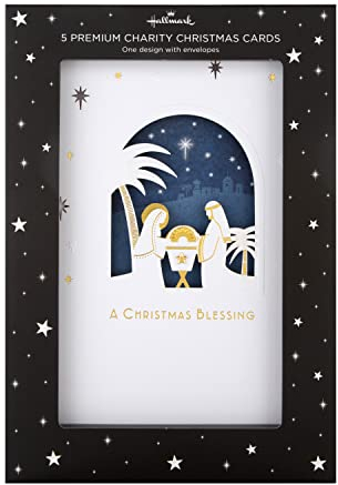 Hallmark Weihnachtskarten, Multipack, 5 Stück, luxuriöses 3D-Krippen-Design, 25572272