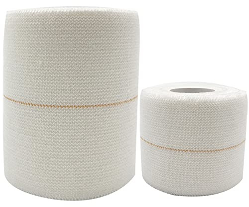 Lot de 2 bandages adhésifs élastiques, 10 cm x 4,5 cm, ruban adhésif pour chevilles, genoux, coudes, extra fort, ne se déchire pas (blanc)