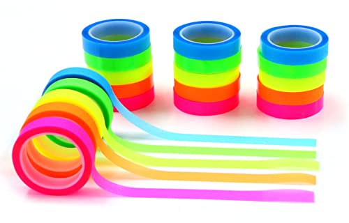 Modixun HighlighterTape, 20 rullar genomskinliga skrivbara klisterlappar, 5 ljusa färger bokflikar anteckningslappar, sidmarkörer för böcker, 0,8 cm x 5 m