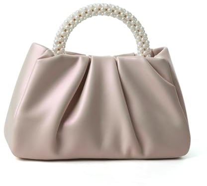 Beatfull Abend-Geldbörse für Damen, kleine Perlen, weiches Leder, gerüschte Tasche, Hochzeit, Braut, Clutch, Party, Abschlussball, Crossbody-Börse, Pink