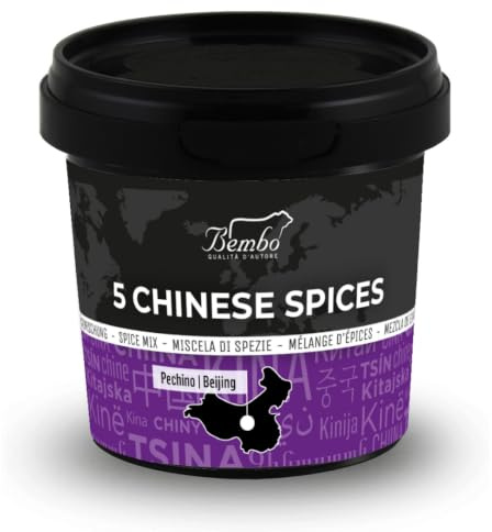 5 Spezie Cinesi Bembo 65 g – Miscela Intensa e Aromatica – Ideale per Costine e Spalla di Maiale, Pollo e Carni in Genere – Priva di Conservanti e Antiaddensanti