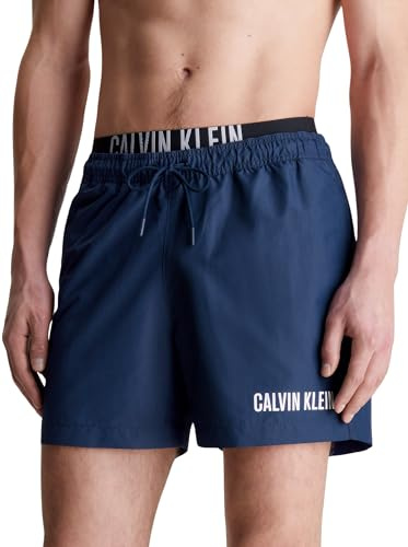 Calvin Klein Herren Badeshorts Medium Double Mittellang, Blau (Signature Navy), M