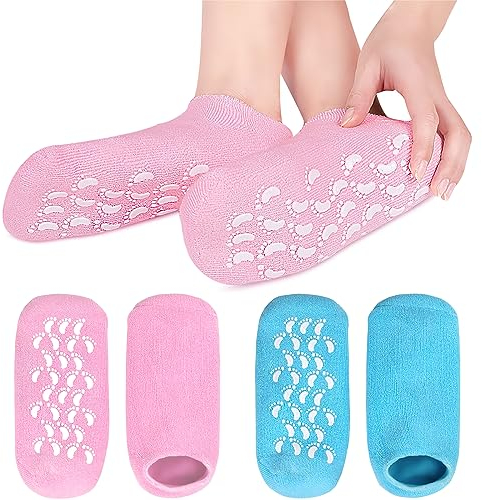Feuchtigkeitsspendende Socken, 2 Paar Gel Socken zur Reparatur Erweichung Rissiger Füße Frauen Männer SPA Fußpflege Socken Wiederverwendbare für Hornhaut Entfernen, Trockene Rissige Füße