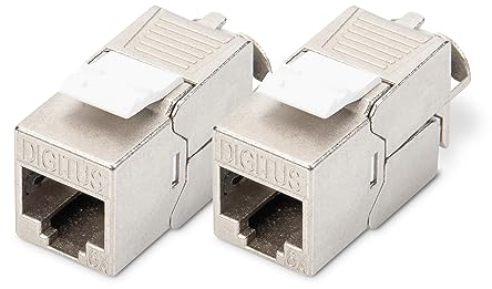 DIGITUS Modulo Keystone Cat-6A schermato - 2 pezzi - Jack RJ45 - 500 MHz 10GBase-T - AWG 26-22 - Progettabile - Con fascetta - Montaggio senza attrezzi