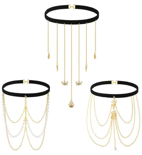 INGJIA 3Pcs Punk Leder Oberschenkelkette Schwarz Strumpfband Bein Kette Harness Gothic Love Body Chain Elastische Oberschenkelkette Festival Sommer Strand Körperkette Schmuck Für Frauen Und Mädchen