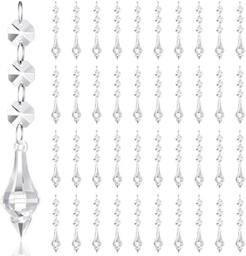 Nuenen 100 Pcs Hanging Crystals for Centerpieces Acrylic Chandelier Garland Beads Strands Prism Decorations Clear Teardrop Chandelier Crystals Pendant Wedding Home Garden Outdoor Ornaments(Lantern)