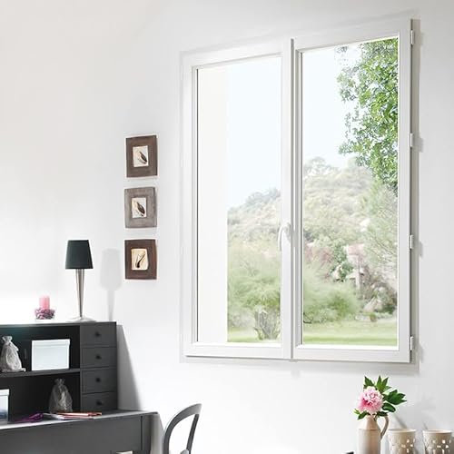 Finestra a 2 ante H1350 mm PVC bianco x larghezza 1400 mm