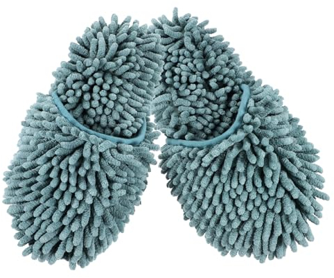 SOLUSTRE Zapatillas De Fregona Doméstica Reutilizables Talla Única Gris Verde, Antideslizantes Absorbentes De Agua para Limpieza De Suelos De Madera y Cerámica, Pantuflas Prácticas Hogar