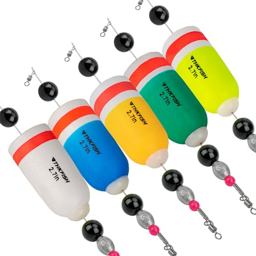 THKFISH Posen Angeln Schwimmer Angelposen Set Stahlvorfach Hecht Forelle Pose Gewichteter Knallender Schwimmer 4 Stück (Gemischte Farben, 2.7in)