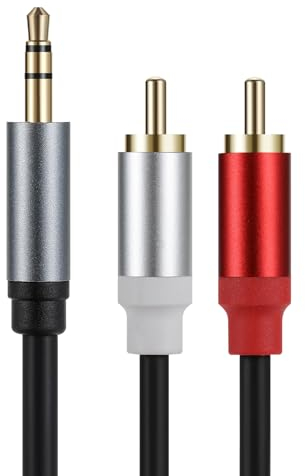 LOKEKE Câble jack 3,5 mm vers 2 RCA mâles 0,3 m, plaqué or 2 RCA vers 3,5 mm 1/8 Câble adaptateur en Y pour tablettes, MP3, chaîne stéréo Hi-Fi, haut-parleurs (mâle vers mâle)