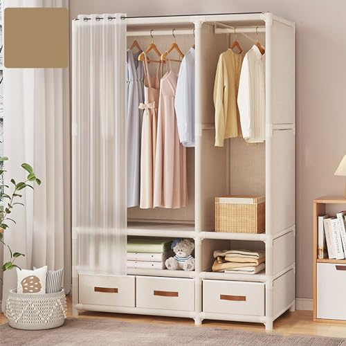 Armoire de Rangement Garde-Robe Pliable en Tissu intissé Garde-Robe Penderies Penderie avec Rideau de poussière, 71 x 45 x 166.5cm, pour Chambre, Vestiaire,