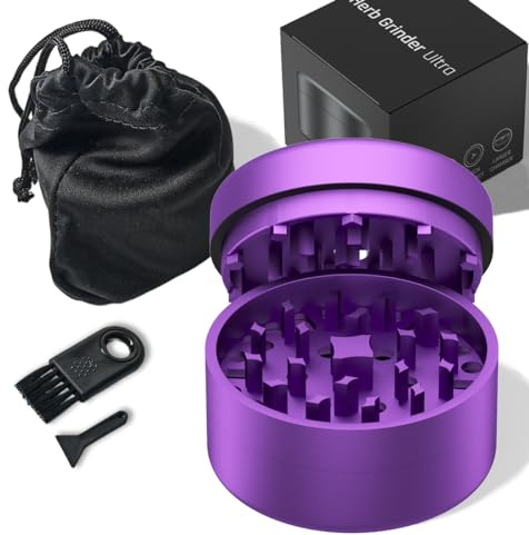 Grinder metal Premium ULTRA SE 100% Aluminio Aeronáutico Anodizado | Sistema sin Rosca Quick Connect con poderosos Imanes N52 y Sistema POM de rotación | Molinillo manual hierbas y especias (Purple)