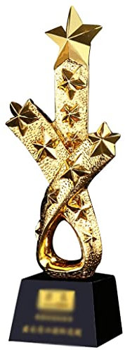 HLUONGTN Trofei Premio Coppe Trofeo Festa Pentagramma Inciso Lucido, Premi in Resina Placcati Oro/D Black/8X28Cm