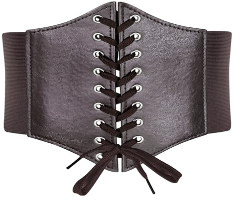 lomdung Ceinture Femme, Cuir Corset à Lacets Ceinture Élastique, Ceintures Medievale Femme, Ceintures, Ceinturen Tendance pour Femmes, Convient pour Un Tour de Taille de 65-85 CM