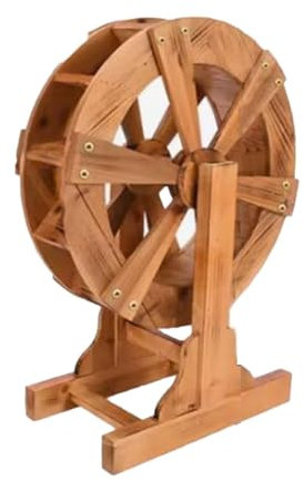 Freistehender Wasserradbrunnen, Holz-Wasserradbrunnen, Miniatur-Teich-Rasen-Garten-Ornament-Figuren, for Garten-Hinterhof-Teichhof(70cm/27.5inch)