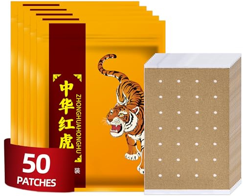 ifory 50pcs Chinese Tiger Patches, Tiger Plaster, Capsaicin Patches for Knee, Back, Neck, Muscle, Shoulders, Body Herbal Plaster