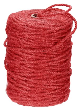 sourcing map Cuerda de yute natural de 328 pies x 3 mm de largo, cuerda fuerte para manualidades, cinta de envoltura de regalos, Navidad, boda, color rojo