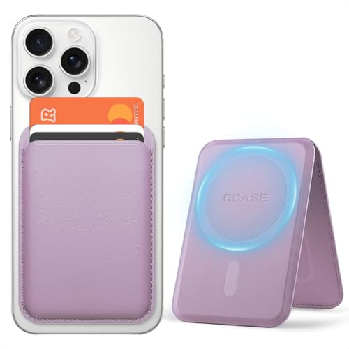 OCASE Magnetic Wallet, iPhone Wallet with Adjustable Stand, Compatible with MagSafe Wallet, for iPhone 16/15/14/13/12 Series, Not for iPhone 13/12 Mini, PU Leather Slim Card Holder Fit 3 Cards, Purple
