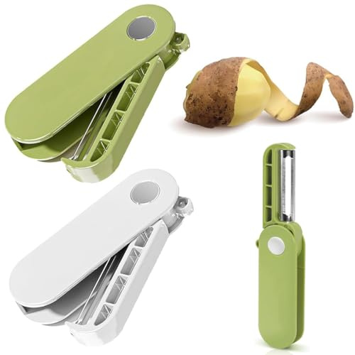 CATOR Pelador de Patatas y Verduras, Profesional, Portátil y de Acero Inoxidable, Universal de Zanahorias, para Pelar Varias Verduras y Frutas, Verde