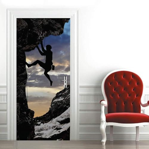 Türbekleben Berge Besteigen Türtapete, Selbstklebend TürPoster Berge Besteigen Türbilder, 3D Fototapete Türfolie Poster Tapete Türaufkleber Tür Tapeten 77 x 200 cm q2041