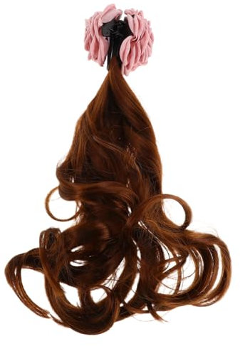 TOVINANNA Fashionable Pink Rose Curly Wig Extension Claw Clip Fake Flowers Hairpiece for Women Party Cosplay