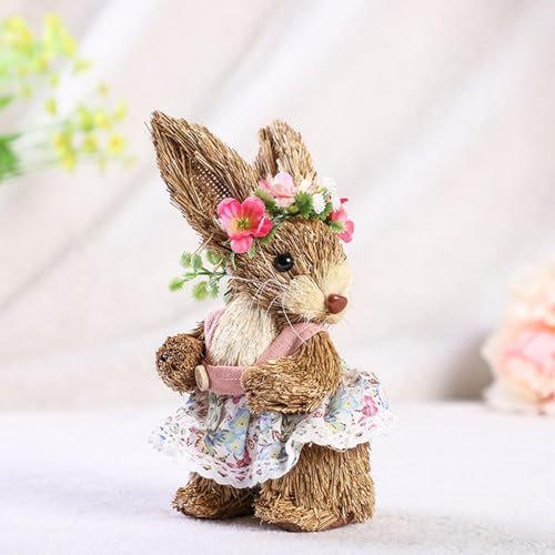 Yiohejy Conejo de Pascua, Conejo de Pascua de Paja, Figura de Paja de pie en de Conejo, Decoraciones de Pascua para el hogar, para jardín, Patio, Dormitorio, Estudio, Sala de Estar