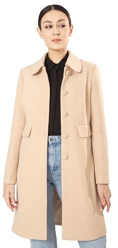 Ava Luke Cappotto in Lana da Donna – Cappotto Elegante per la Primavera, Leggero e Sofisticato 46 Beige