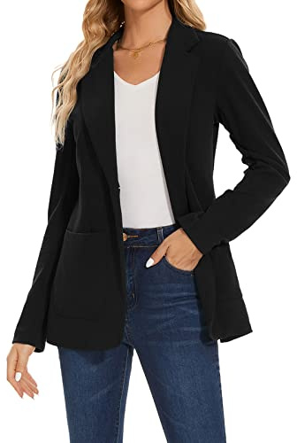 MINTLIMIT Women Jacket Blazer One Button Closure Stylish Comfortable Casual Workwear Summer Spring (Black XL)