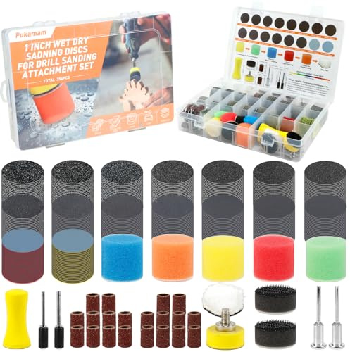 Pukamam 354pcs 25mm Wet Dry Sanding Discs Drums for Dremel Sanding Bits 60-10000 Grit Sandpaper Compatible with Dremel Rotary Tools, Micromesh Pads Polishing Kit for Resin Wood Jewelry Metal