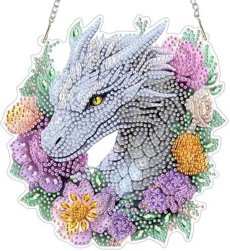 MEIYUDA Hanging Diamond Art Kits Adults Dragon, Special Shaped Crystal Rhinestone Suncatcher, 5D Diamond Painting Kits for Adults Kids, DIY Gem Crystal Art Window Hanging Ornament