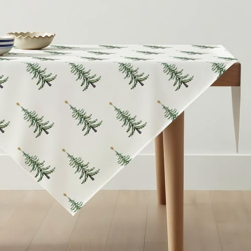 Avalune Tischdecke Weihnachten für Tisch Grün Kiefer Weihnachtstischdecke 85x85 Klein Weihnachts Tischdecke Abwaschbar Weihnachten Tischdeko Mitteldecke Weihnachtstischläufer Winter Tisch Dekoration
