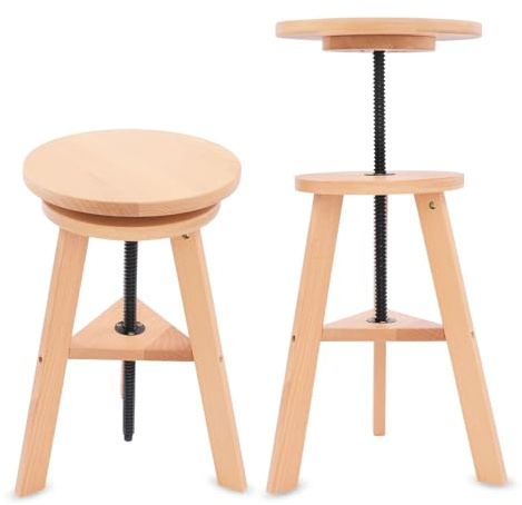 Wooden Drafting Stool Adjustable Height 18.9-25.79 in for Artist Studio