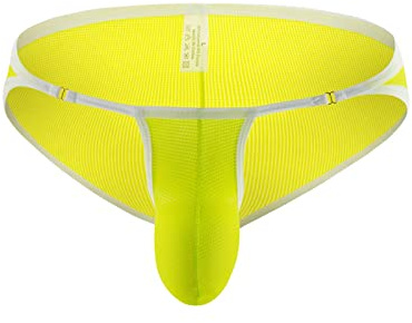 Jockstrap män sexig, underkläder bomull sträng fisknät G-string ultralätt stringtrosa andas G-string känsla tanga hängande herr-tanga erotiska stringtrosor för män, GUL, L