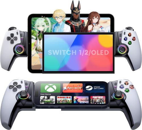 HASACOOL Manette Smartphone Bluetooth sans Fil pour iPhone/Android/Switch, Manette Telephone avec Joysticks à Effet Hall, Gâchettes Linéaires, Touches Macro & Turbo pour Xbox Cloud/Steam Link