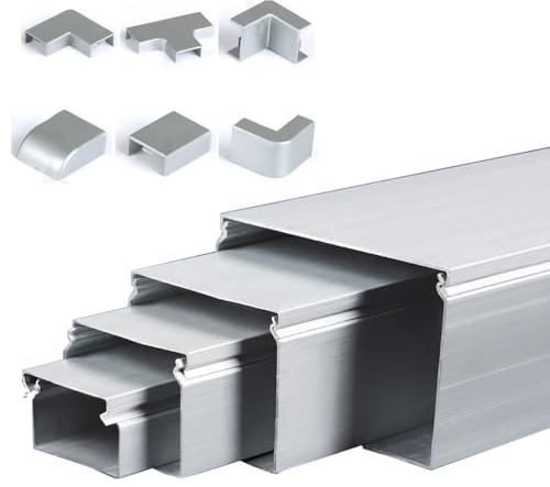 RSBFER 4 m Aluminium-Kabelkanal, Kabelkanal-Set, Offener Kabelkanal, Kabelkanal-Managementsystem für den Innen- und Außenbereich,80x40mm