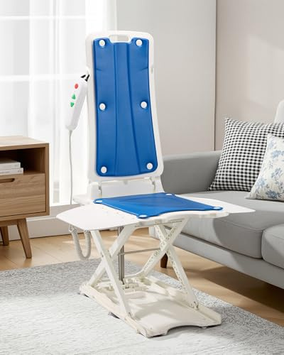Juswell Upgraded 2026 Model Chair Lifts for Elderly, Lightweight Electric Floor Lift for Elderly Falls, IPX8 Waterproof Foldable Shower Chair for Inside Tub Up to 308 LBS, Raises Up to 19.7