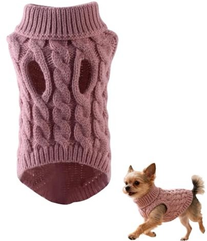 Weich und komfortabel Stricken Hunde Pullover Kleine Hund, Winter Warmer Hundepullover Kleine Hunde und Katzen (Rosa/S)