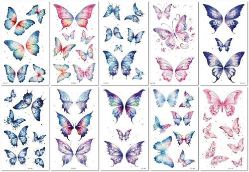 10 Hojas Tatuajes De Mariposas Coloridas Maquillaje Escénico Pegatinas Para El Rabillo Del Ojo Pegatinas Temporales Realistas
