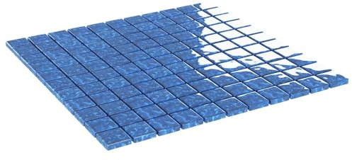 Ziaphsol Azulejos de mosaico de cristal azul, juego de 11 unidades, 30 x 30 cm por baldosa montada en red, para pared interior, baño, cocina, reflejo de luz y decoración moderna de pared