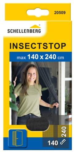 Schellenberg 20509 Fliegengitter für Türen Fliegenvorhang für Balkontür & Terrassentür, Maße 140 x 240 cm, einfache Montage ohne bohren, inkl. Befestigungsband und Gewichte