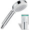 hansgrohe Crometta 100 - Duschkopf, Handbrause mit 4 Strahlarten, runde Duschbrause (100 mm), Brausekopf mit Antikalk-Funktion, Chrom, 26824400