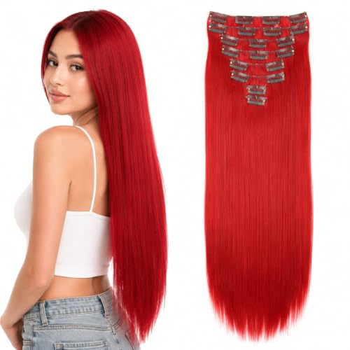 CAISHA XL 60cm 7er CLIP IN EXTENSIONS Haarverdichtung Rot CE13