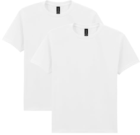 Gildan Youth Heavy Cotton T-Shirt, Style G5000B, 2-Pack, White, Large