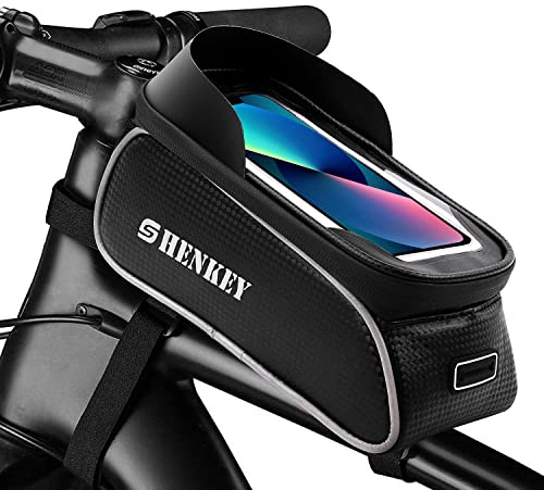 shenkey Borsa Telaio Bici,Borsa da Bicicletta Impermeabile Touch Screen Bicicletta Manubrio Anteriore Borsa Telefono Bici con Parasole per sotto 6.0Telefon