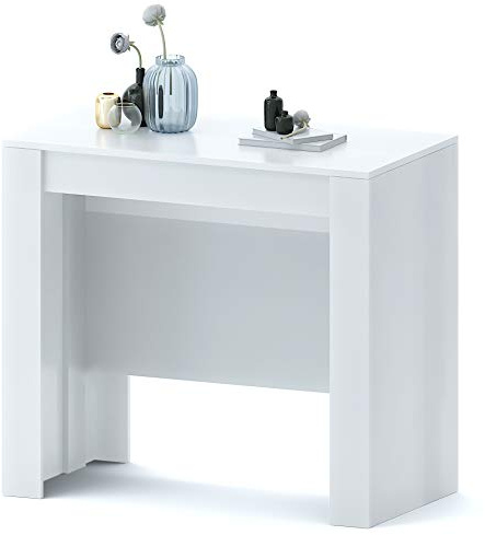 Bricozone Tavolo Allungabile Consolle Clarissa Design Elegante Moderno Consolle Casa Ufficio 10 Posti Multiposizione Salvaspazio Allungabile Fino A 2.37 Metri 78 x 51 x 90 cm Bianco Lucido