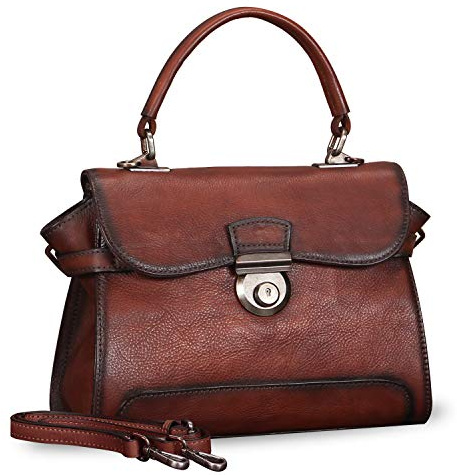 Umhängetasche aus echtem Leder für Damen, handgefertigt, Vintage-Umhängetasche, Tragegriff oben, Handtaschen, Kaffee, Einheitsgröße