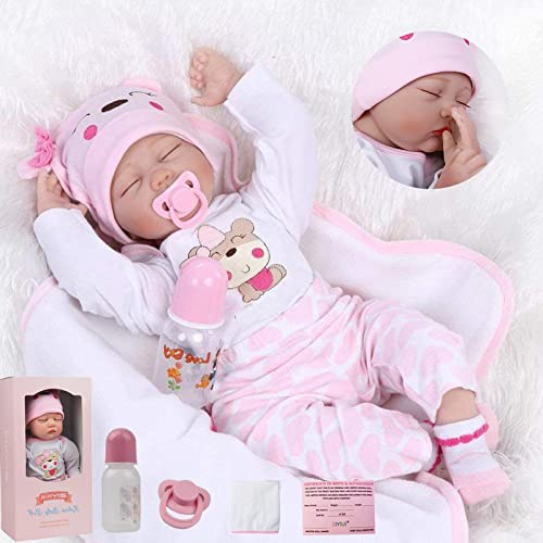 ZIYIUI Reborn Baby 22Zoll Babys Puppe Lebensecht Mädchen 55cm Realistisch Weiches Vinylsilikon Reborn Puppen Neugeborene Echte Babypuppe Spielzeuggeschenk Reborn Baby Vollsilikon Lebensecht 3+