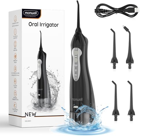 Water Flosser Cordless Advanced Water Flosser Teeth Cleaner Capacity, USB Rechargeable Dental Flosser, IPX7 Waterproof 3 Modes & 3 Jet Tips and 1 Tongue Scraper for Teeth/Braces/Bridges Clean